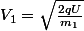 V_1=\sqrt {\frac {2qU}{m_1}}